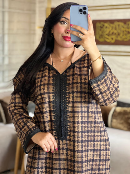 jalaba Longue Élégante à Carreaux