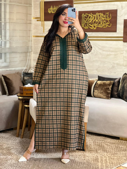 jalaba Longue Élégante à Carreaux
