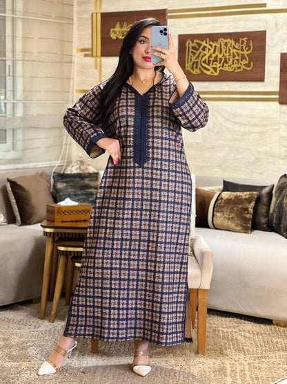 jalaba Longue Élégante à Carreaux
