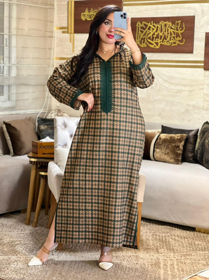 jalaba Longue Élégante à Carreaux