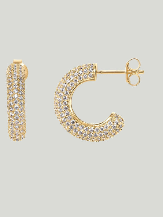 أقراط الدائرية من الفضة عيار 925 المطلية بذهب عيار 14