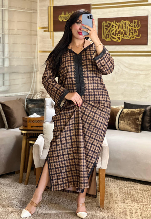 jalaba Longue Élégante à Carreaux