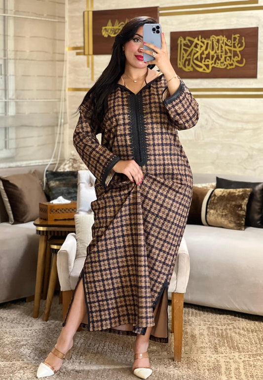 jalaba Longue Élégante à Carreaux