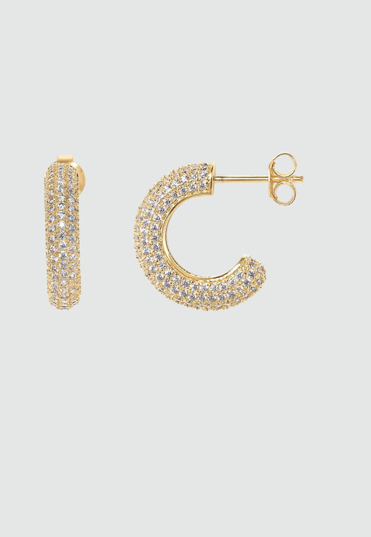 أقراط الدائرية من الفضة عيار 925 المطلية بذهب عيار 14